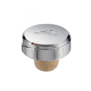 Chrome zamak bottle stopper custom bas-relief logo Chrome effect zamak drinks stopper for alcohol with bas-relief custom branding