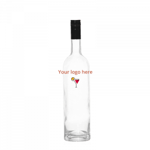 Clear traditional wine bottle customised with my brand